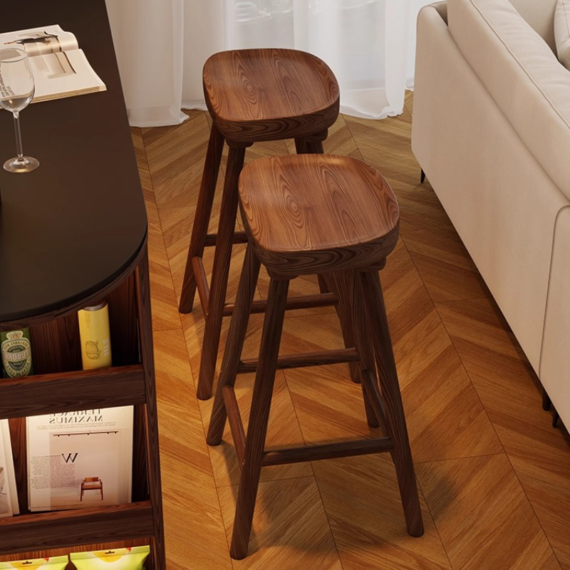 Home Bar Seating - เก้าอี้บาร์ไม้เนื้อแข็งทรงโค้งสูง สำหรับเคาน์เตอร์ครัว เก้าอี้ทานอาหาร เก้าอี้บาร์สำหรับบ้าน คาเฟ่ บาร์