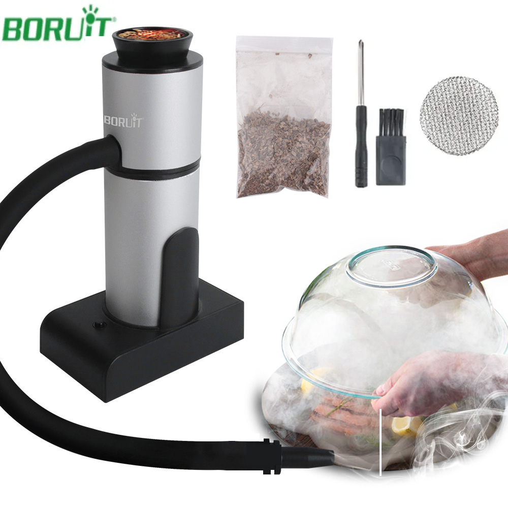 Smoking Gun Kit - BORUiT แบบพกพาโมเลกุลอาหารปืนสูบบุหรี่ควัน Infuser อาหารเย็นควันเครื่องกําเนิดไฟฟ้าเนื้อ Burn Smokehouse