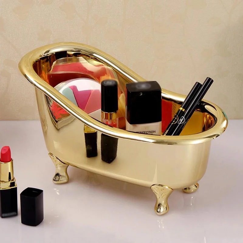 Bar Cart Gold - Mini Sabun Bathtub จัดเก็บเครื่องประดับกล่องใส่เครื่องประดับคอนเทนเนอร์เดสก์ท็อปของต่างๆกรณีเงินการจัดเก็บของเบ็ดเตล็ดกล่อง